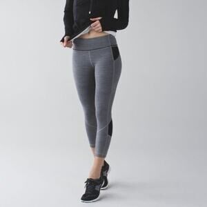 LULULEMON Pace Rival Crop Leggings Heather Gray Black 4